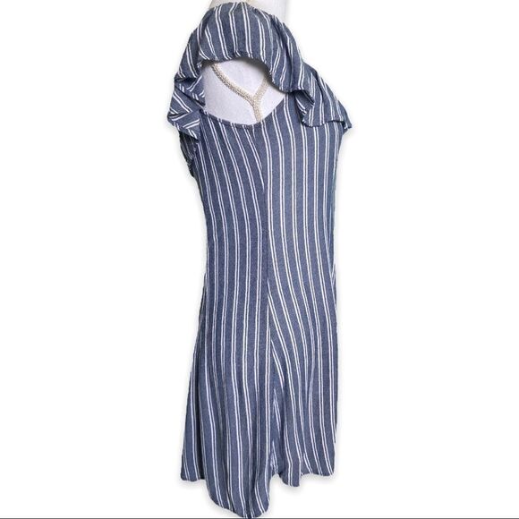 American Eagle Off the Shoulder Blue and White Striped Dress - Picture 4 of 8